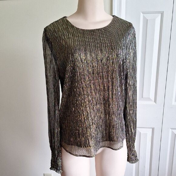 Banana Republic Shimmering Metallic Blouse Size M - Picture 2 of 9